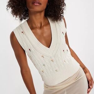 NWT Free People Plumeria Floral Vest - Ivory Combo